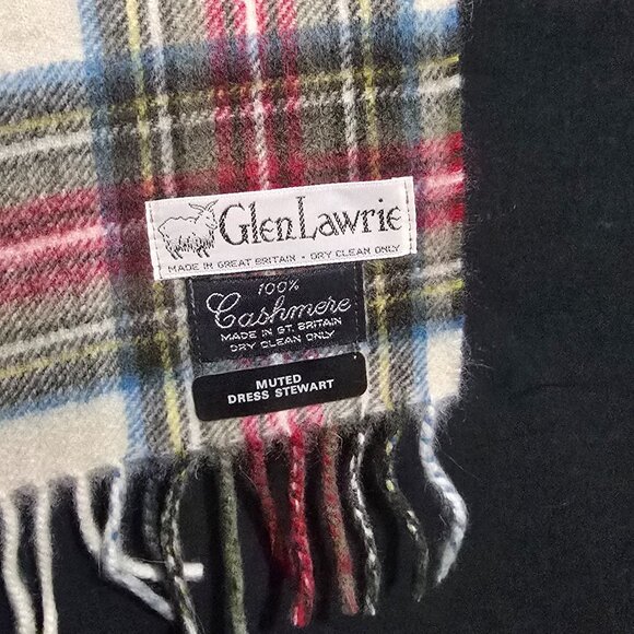 Glen Lawrie Made in Great Britain Cashmere Scarf Muted Dress Stewart 8 1/4"x44" - Picture 2 of 3
